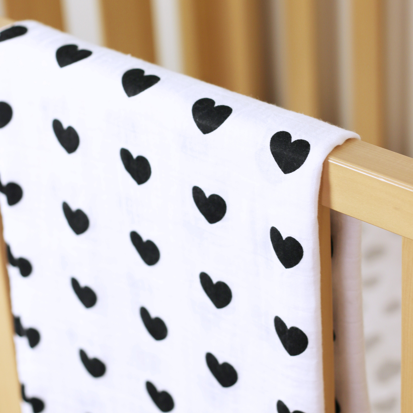 White black and white love heart baby muslin swaddle
