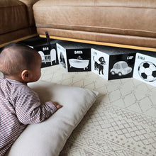 Load image into Gallery viewer, Welcome To The World Little One Book, High Contrast, Black and White Baby Book, Young Wonderer, baby book, high contrast book, high contrast baby book, black and white baby book, black and white baby toys, black and white baby toy, tummy time book, black and white baby toys, black and white baby book australia, high contrast book australia, tummy time, black and white baby shop, black and white baby toys,