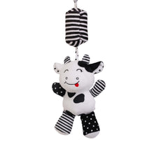 Load image into Gallery viewer, sensory toy, baby sensory, baby toy, Black and white hanging bear toy. high contrast baby toy, young wonderer, young wonderer baby boutique, black and white baby toy, high contrast baby toy, high contrast toy, black and white toy, hanging baby toy, black and white hanging toy, baby gym toy, baby gym hanging toy, high contrast, black and white